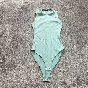 Forever 21 Bodysuit Girls Small Light Blue Sleeveless Snap Button Ribbed Soft